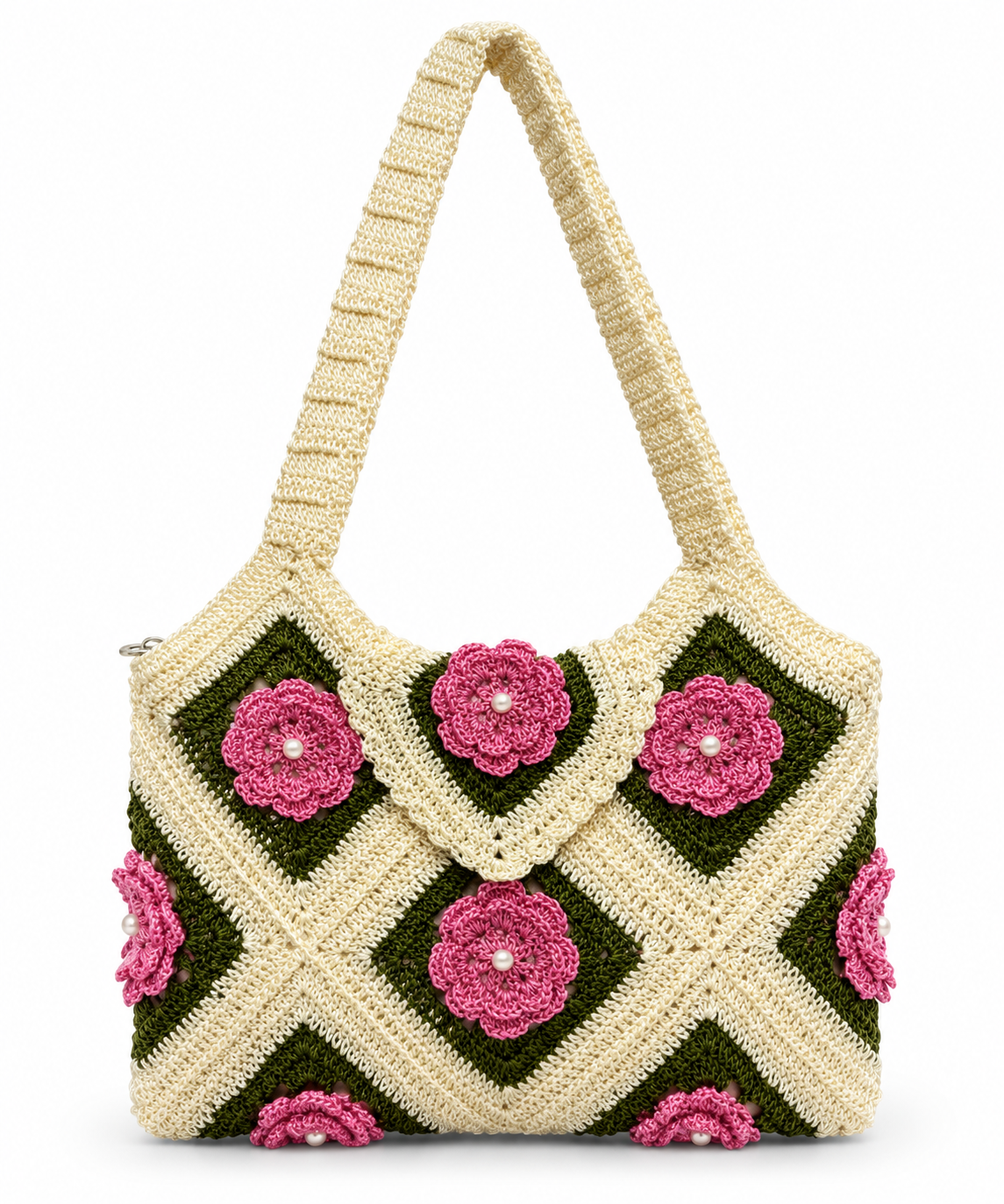 Handmade Crochet Floral Shoulder Bag