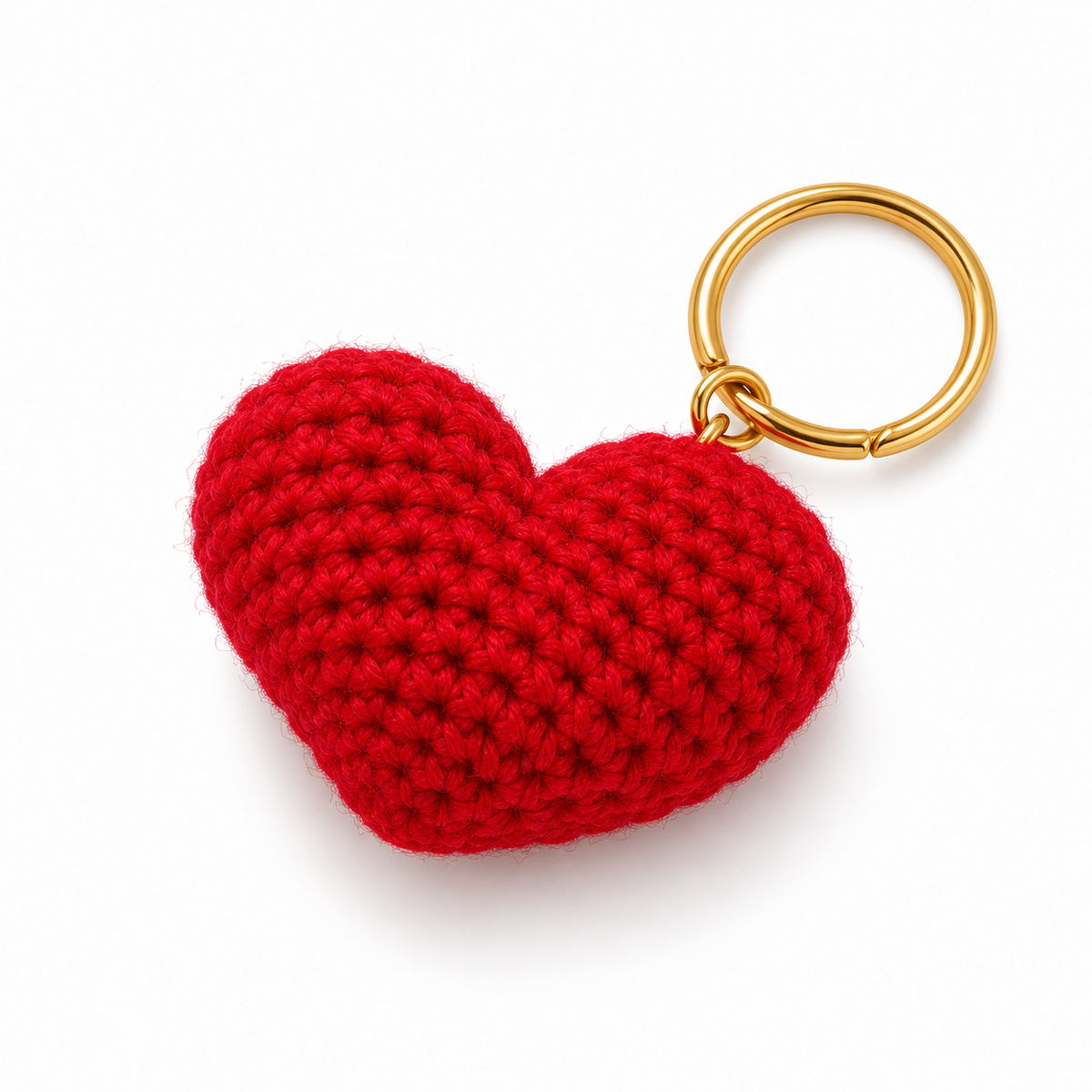 Red crocheted heart keychain
